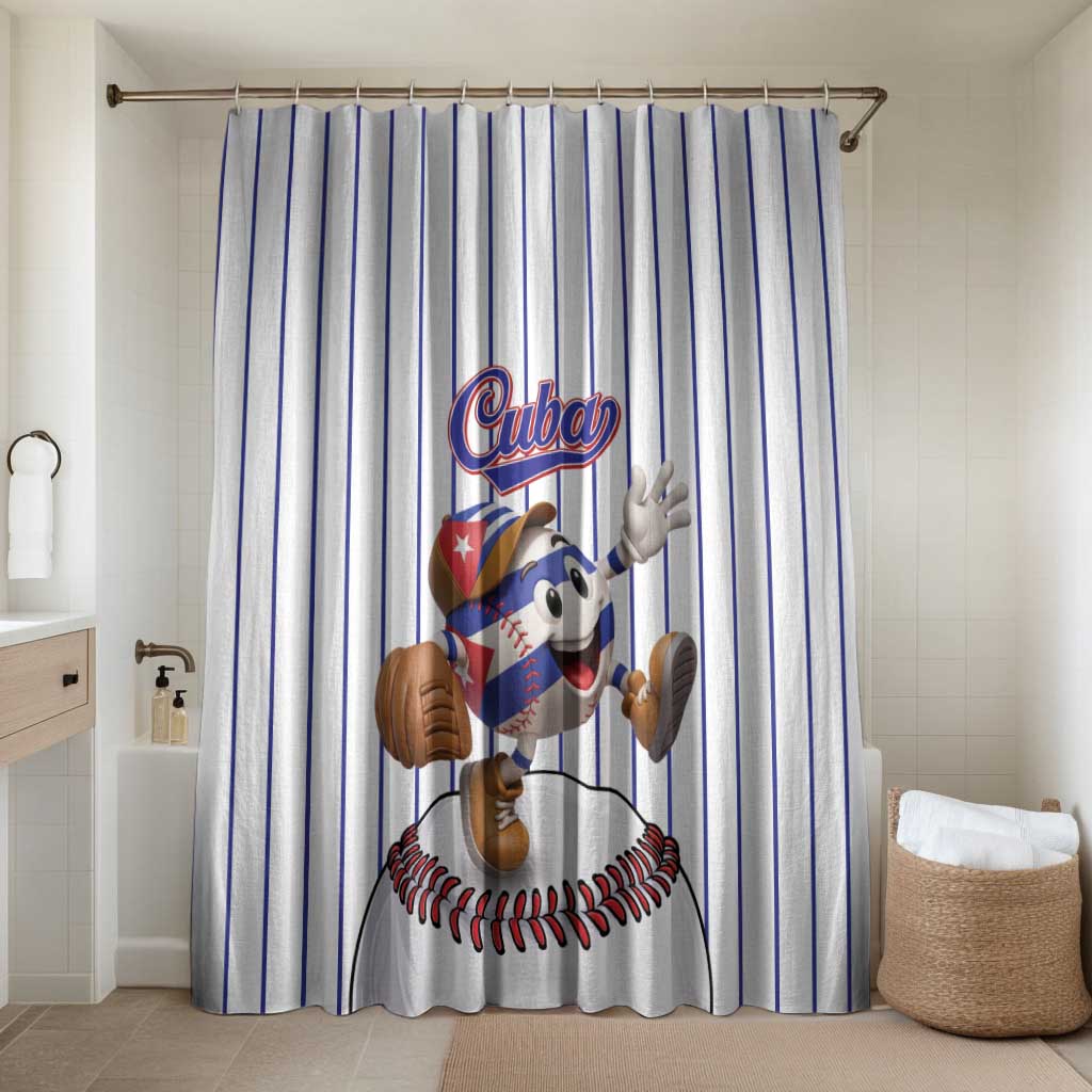 Cuba Baseball Bathroom Set Cuban Flag Mascot Design