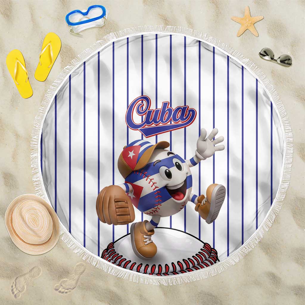 Cuba Baseball Beach Blanket Cuban Flag Mascot Design
