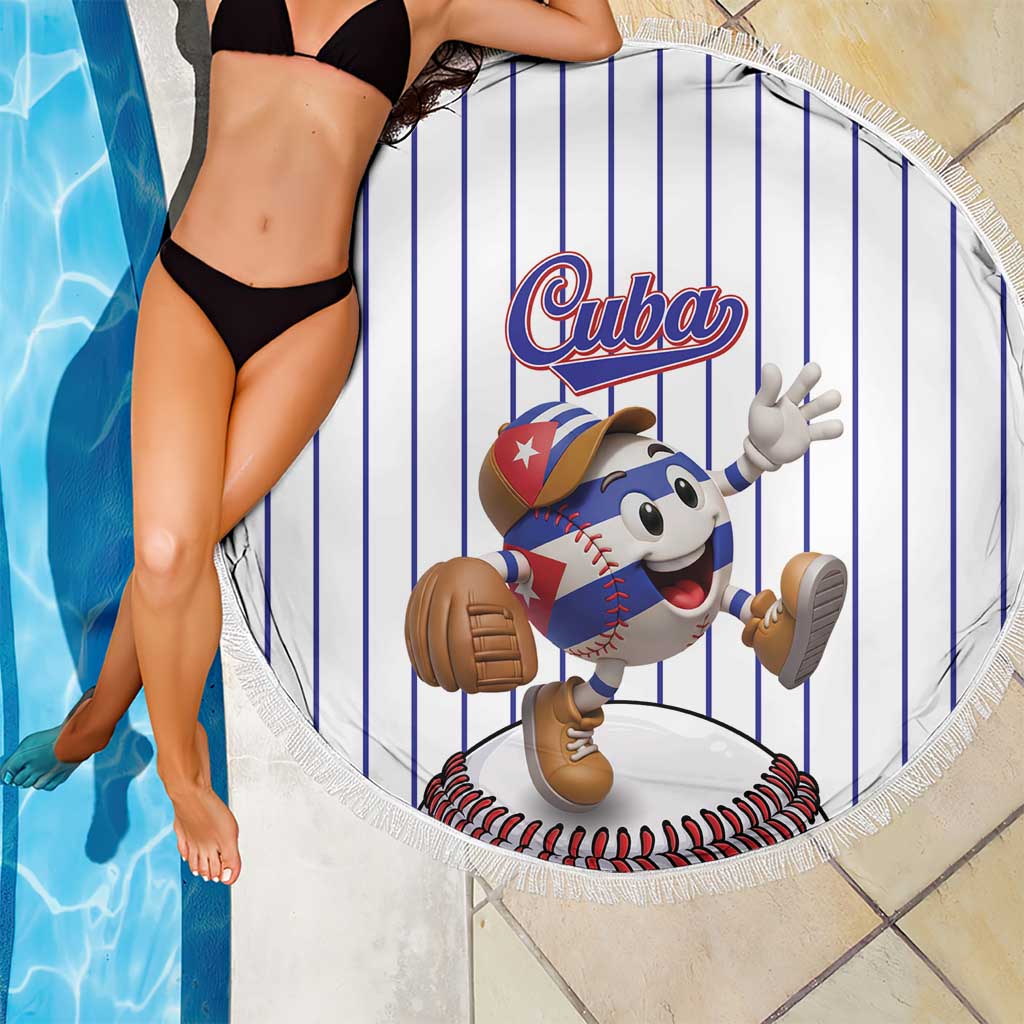 Cuba Baseball Beach Blanket Cuban Flag Mascot Design
