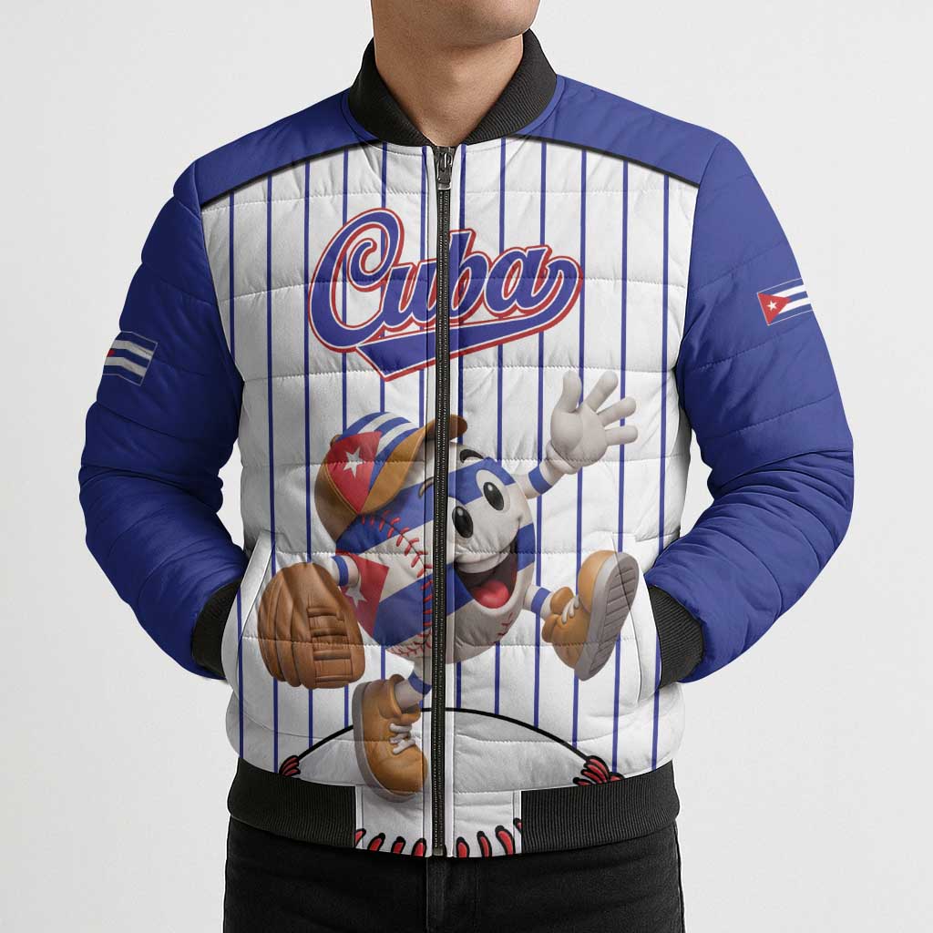 Cuba Baseball Custom Bomber Puffer Jacket Cuban Flag Mascot Design