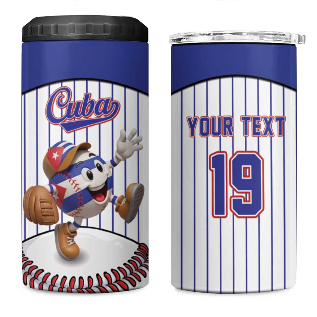 Cuba Baseball Custom 4 in 1 Can Cooler Tumbler Cuban Flag Mascot Design