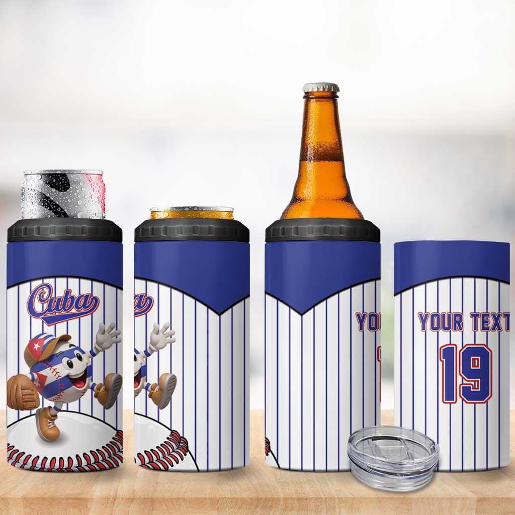 Cuba Baseball Custom 4 in 1 Can Cooler Tumbler Cuban Flag Mascot Design