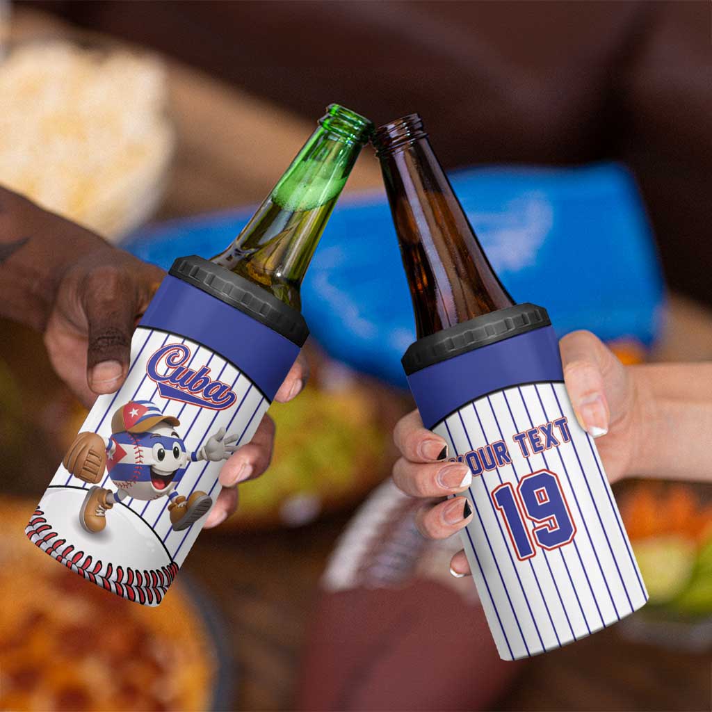 Cuba Baseball Custom 4 in 1 Can Cooler Tumbler Cuban Flag Mascot Design
