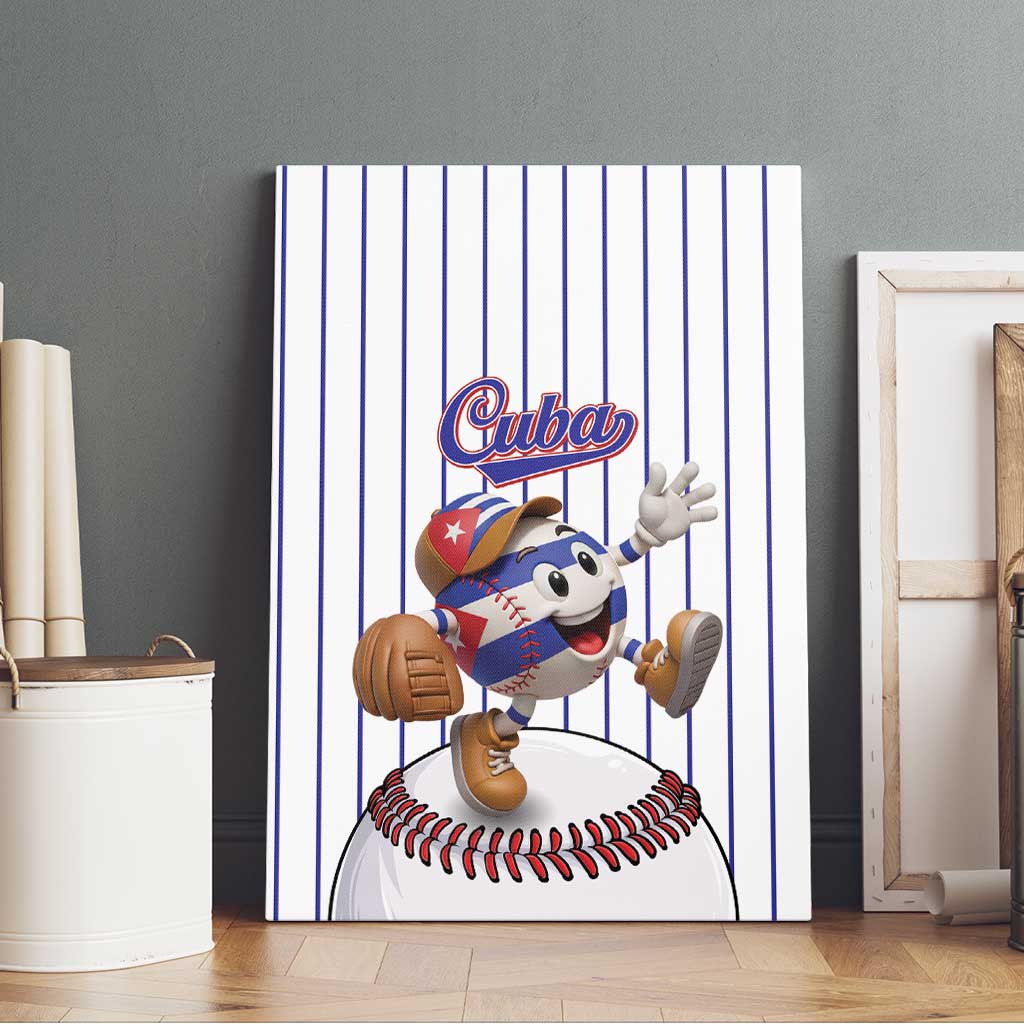 Cuba Baseball Canvas Wall Art Cuban Flag Mascot Design