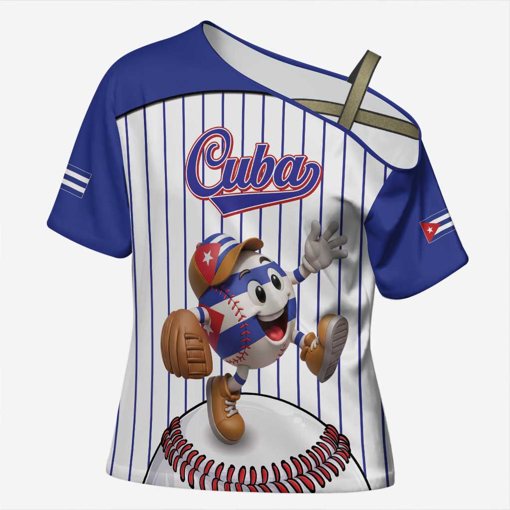 Cuba Baseball Custom Cross Shoulder Shirt Cuban Flag Mascot Design