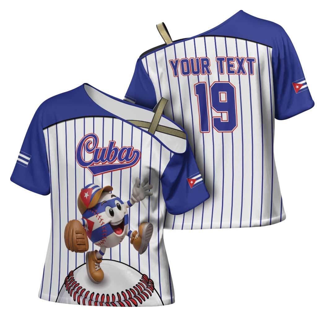 Cuba Baseball Custom Cross Shoulder Shirt Cuban Flag Mascot Design