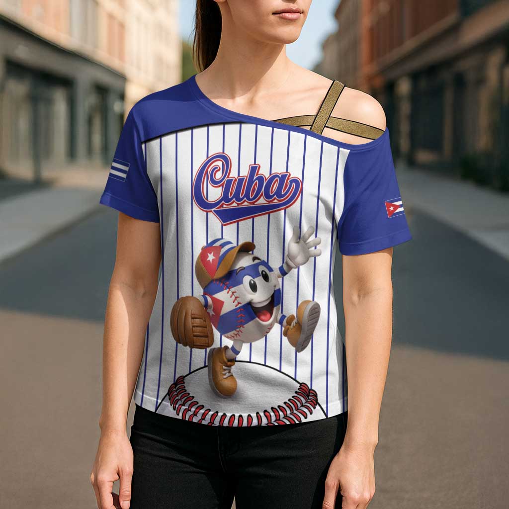 Cuba Baseball Custom Cross Shoulder Shirt Cuban Flag Mascot Design