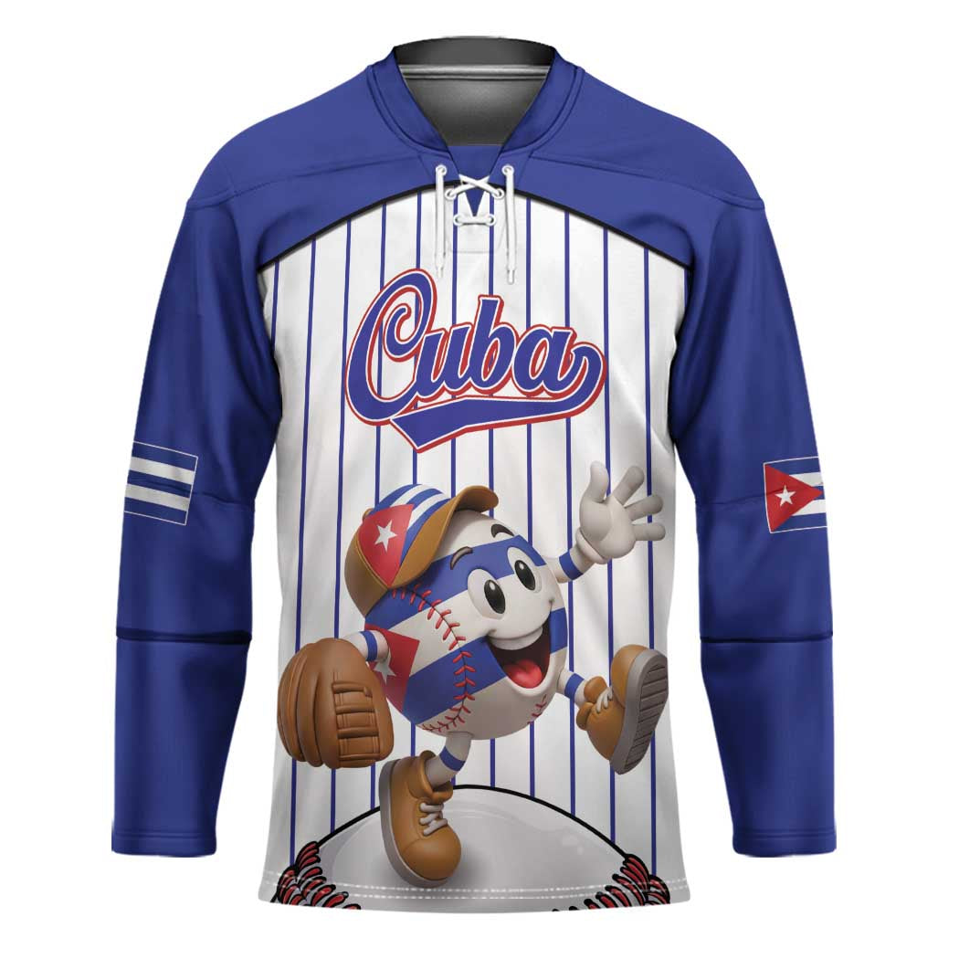 Cuba Baseball Custom Hockey Jersey Cuban Flag Mascot Design