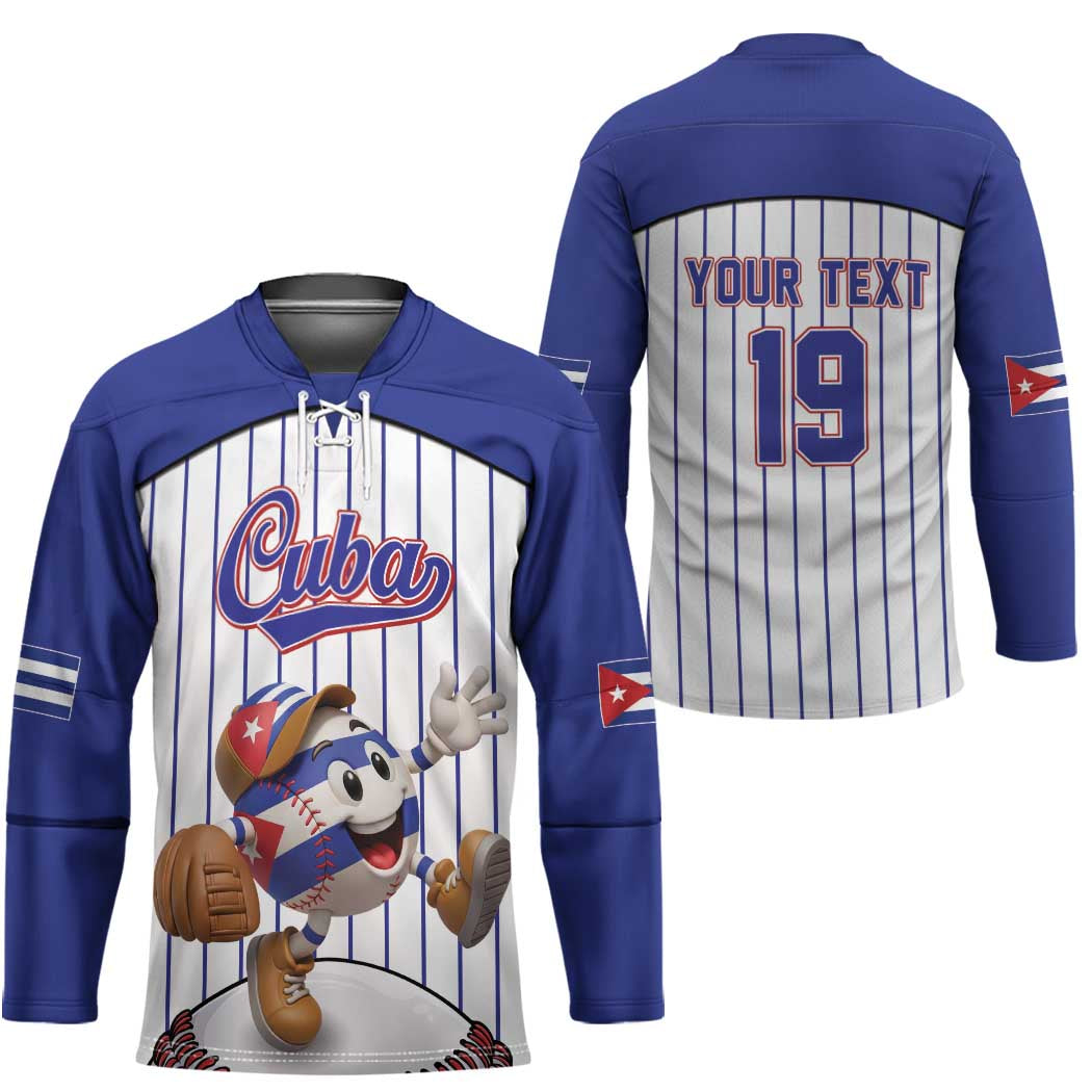 Cuba Baseball Custom Hockey Jersey Cuban Flag Mascot Design