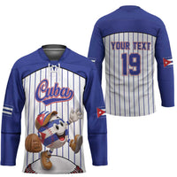 Cuba Baseball Custom Hockey Jersey Cuban Flag Mascot Design