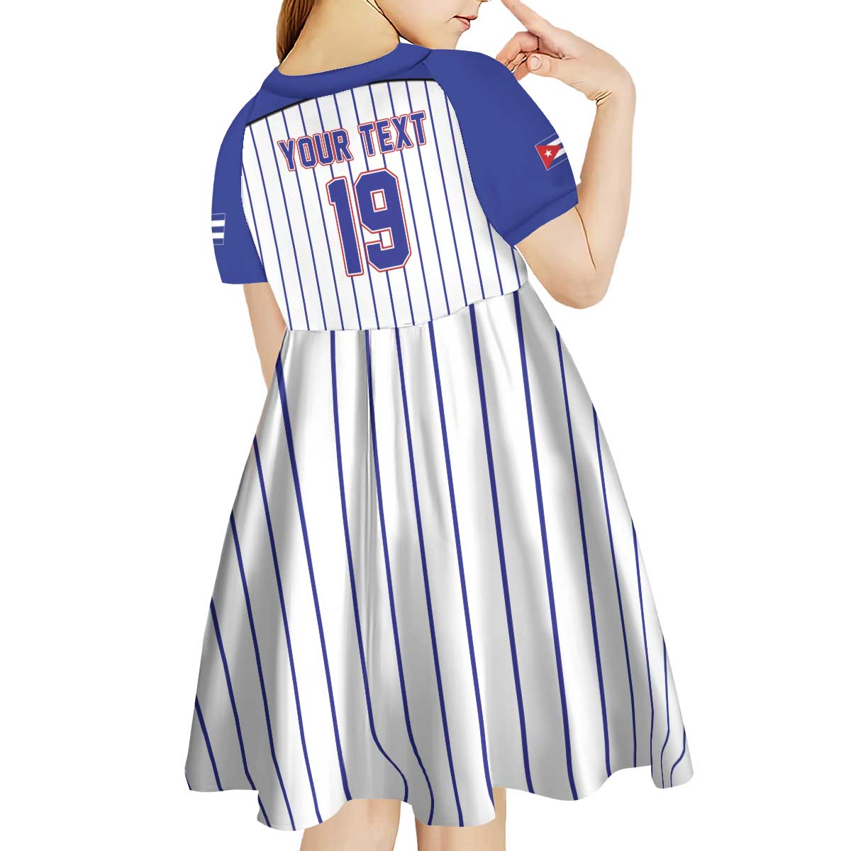 Cuba Baseball Custom Kid Short Sleeve Dress Cuban Flag Mascot Design
