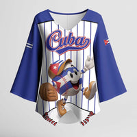 Cuba Baseball Custom Kimono Sleeve Blouse Cuban Flag Mascot Design