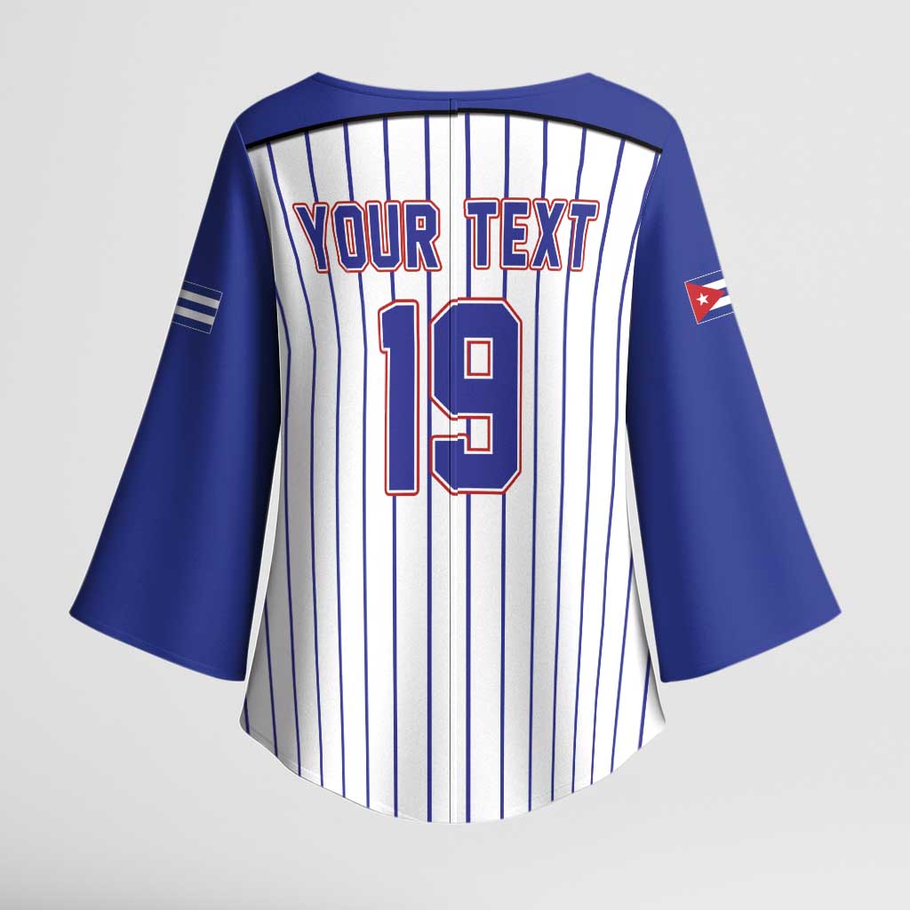 Cuba Baseball Custom Kimono Sleeve Blouse Cuban Flag Mascot Design