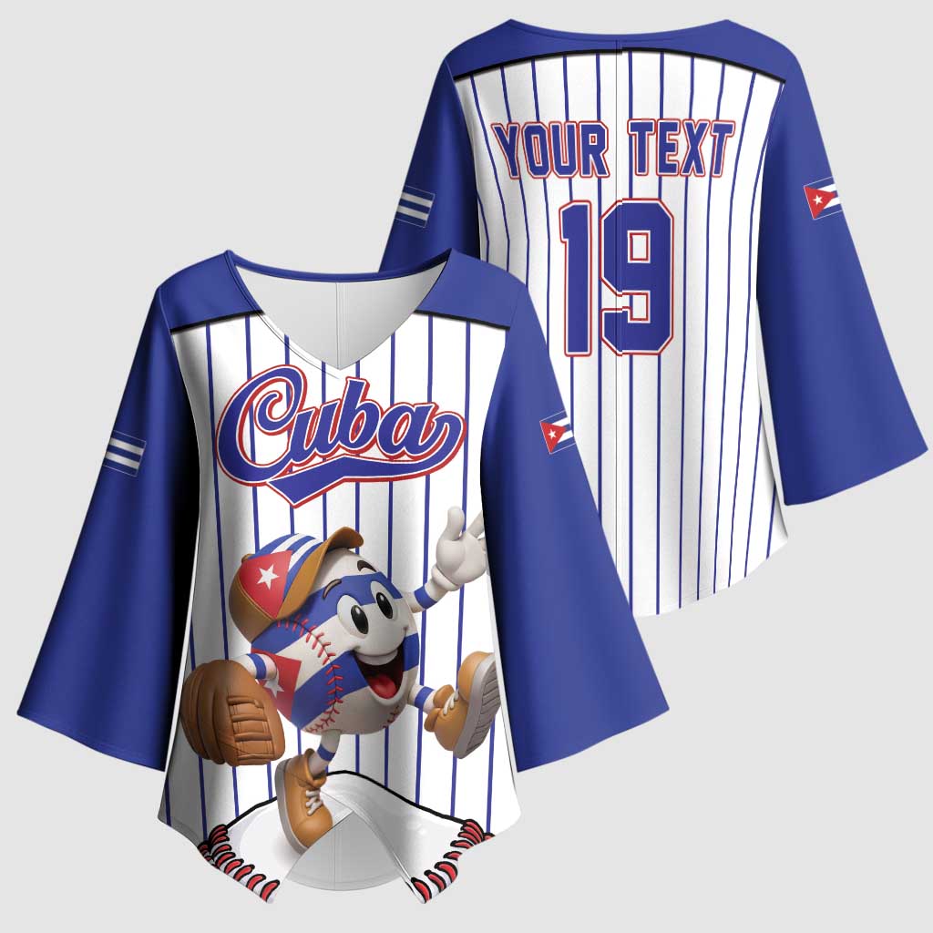 Cuba Baseball Custom Kimono Sleeve Blouse Cuban Flag Mascot Design