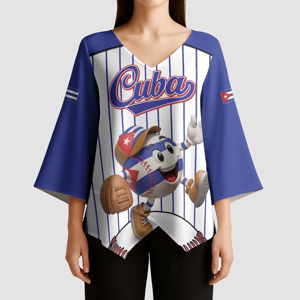 Cuba Baseball Custom Kimono Sleeve Blouse Cuban Flag Mascot Design