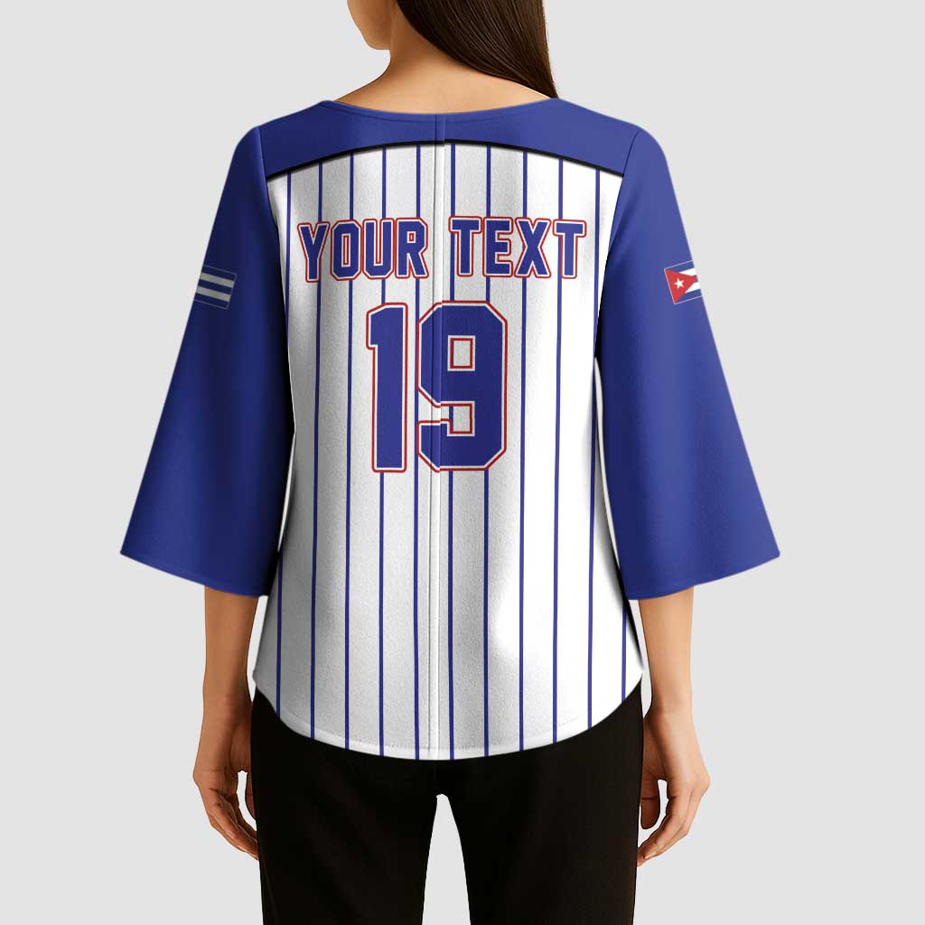 Cuba Baseball Custom Kimono Sleeve Blouse Cuban Flag Mascot Design