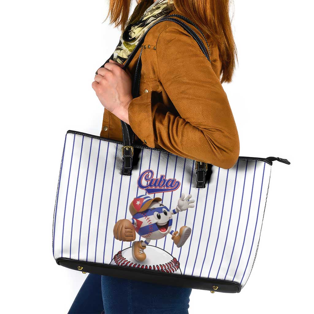 Cuba Baseball Leather Tote Bag Cuban Flag Mascot Design