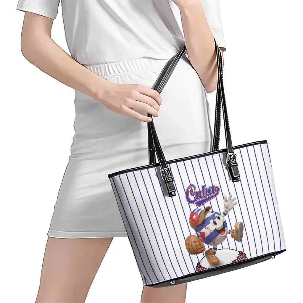 Cuba Baseball Leather Tote Bag Cuban Flag Mascot Design