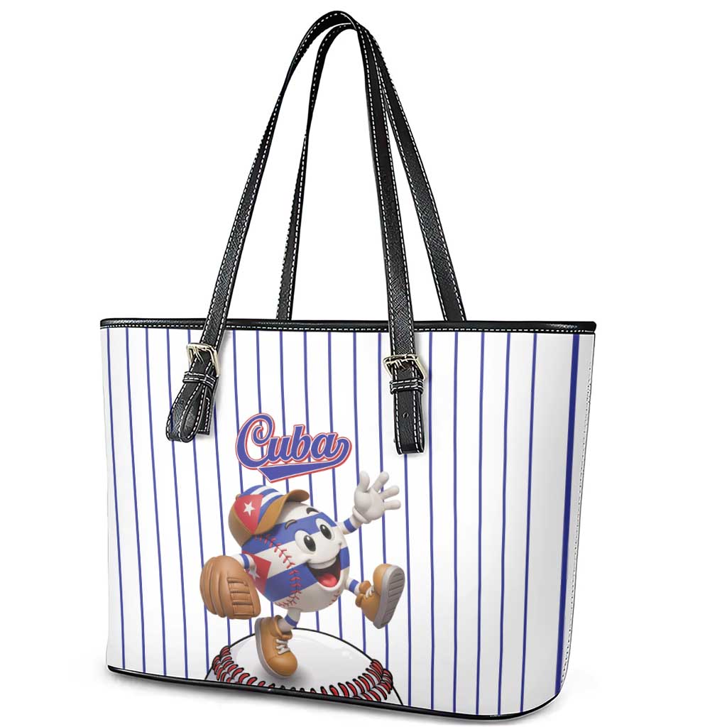 Cuba Baseball Leather Tote Bag Cuban Flag Mascot Design