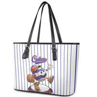 Cuba Baseball Leather Tote Bag Cuban Flag Mascot Design