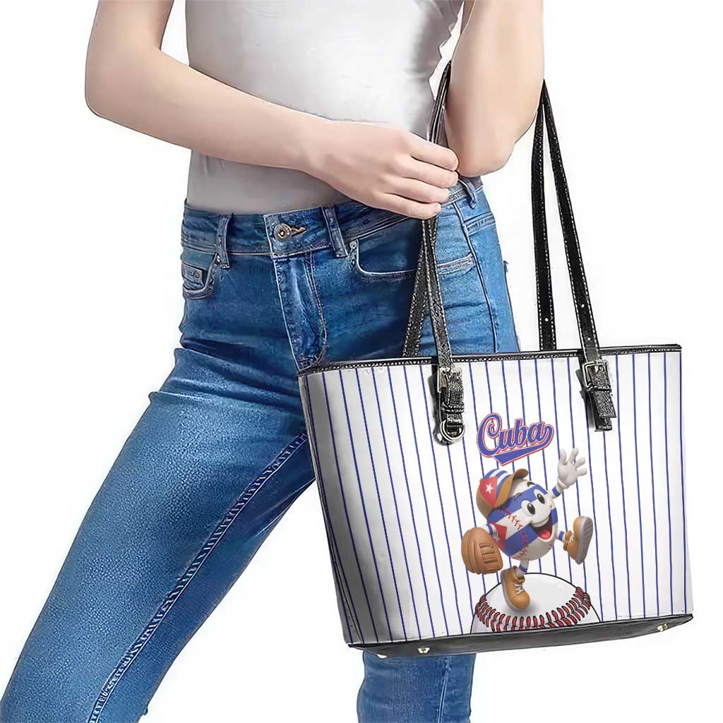 Cuba Baseball Leather Tote Bag Cuban Flag Mascot Design