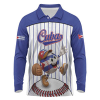 Cuba Baseball Custom Long Sleeve Polo Shirt Cuban Flag Mascot Design