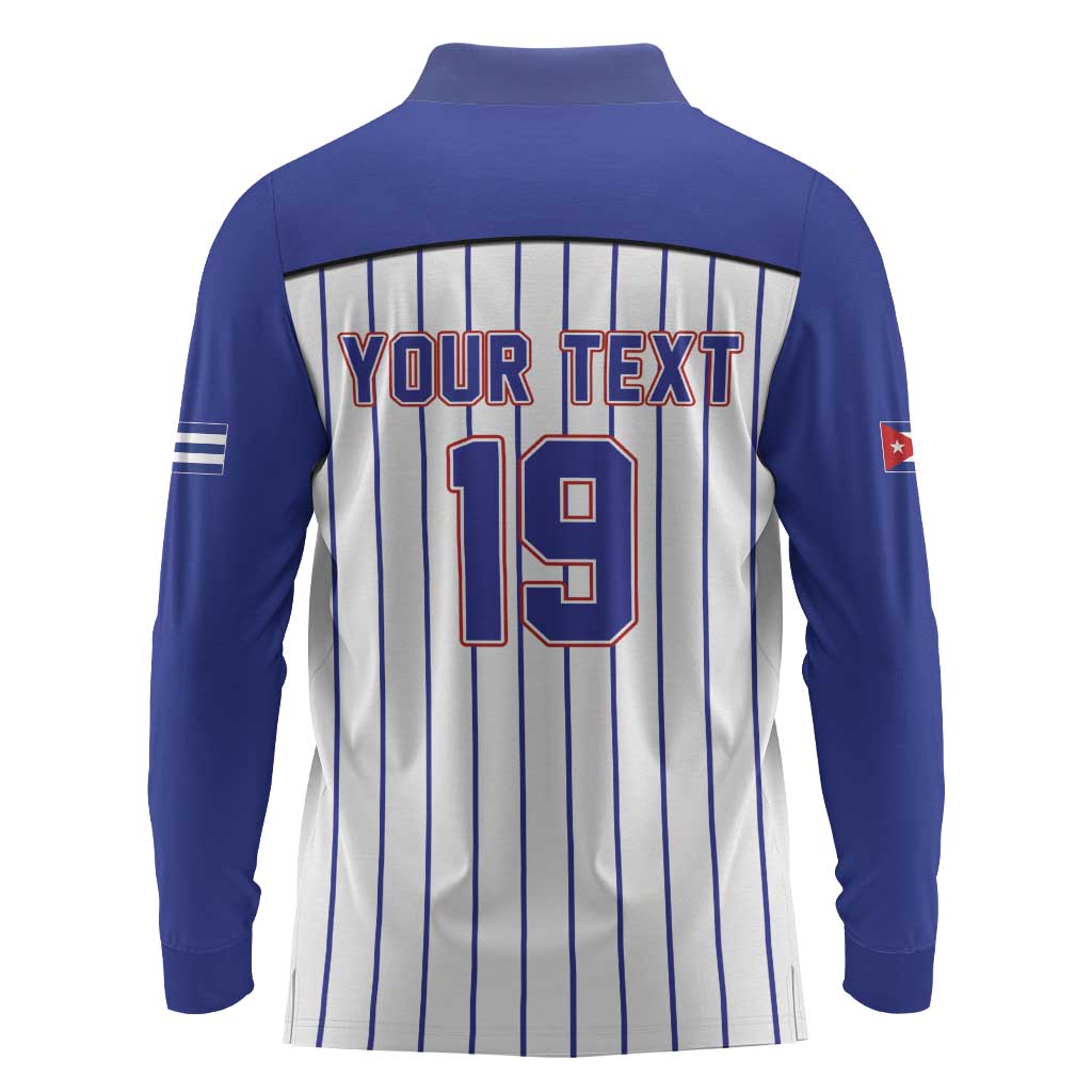 Cuba Baseball Custom Long Sleeve Polo Shirt Cuban Flag Mascot Design