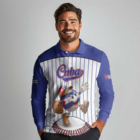 Cuba Baseball Custom Long Sleeve Polo Shirt Cuban Flag Mascot Design