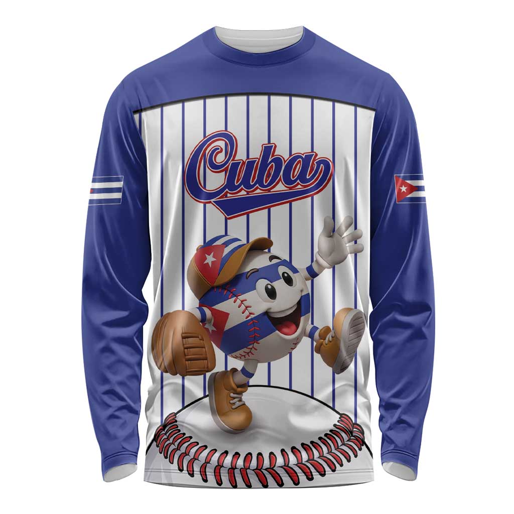 Cuba Baseball Custom Long Sleeve Shirt Cuban Flag Mascot Design