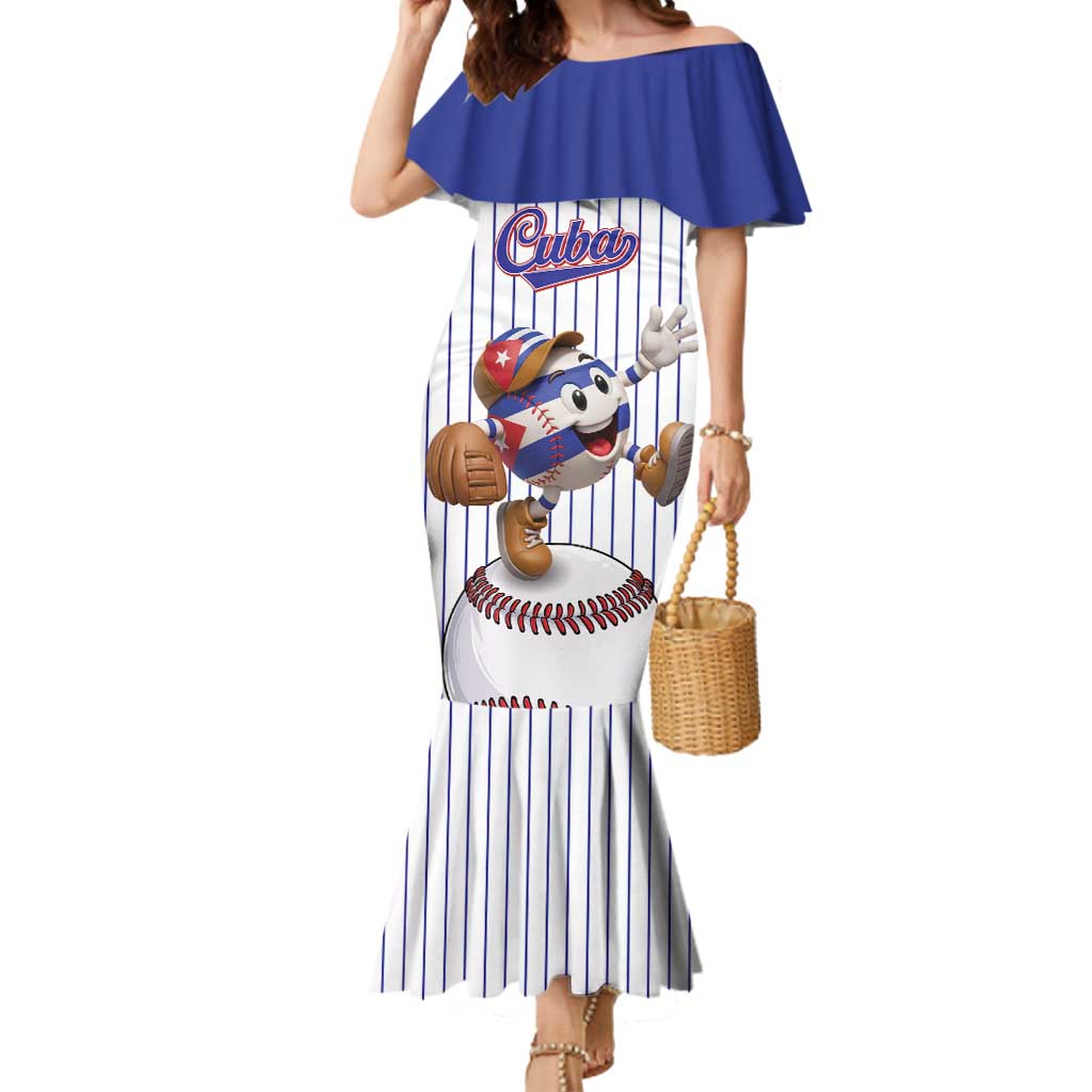 Cuba Baseball Custom Mermaid Dress Cuban Flag Mascot Design