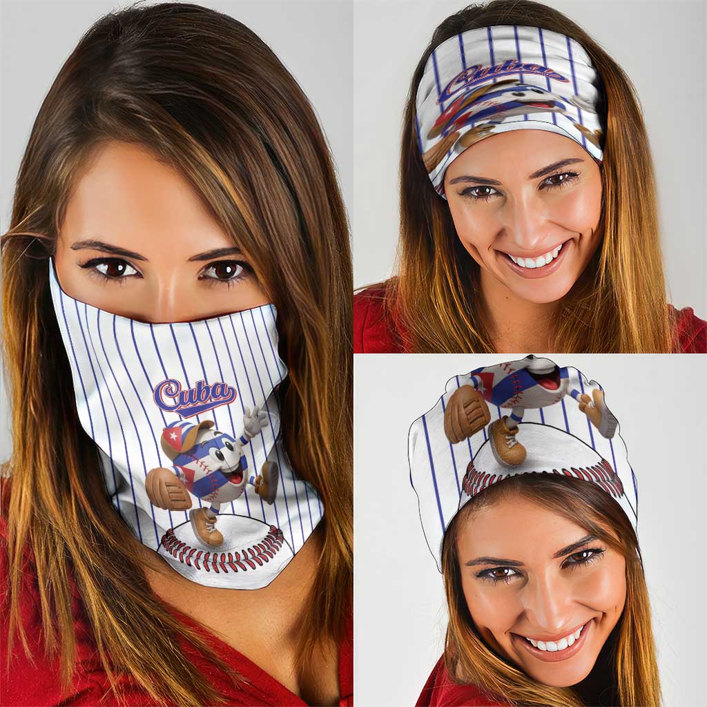 Cuba Baseball Neck Gaiter Cuban Flag Mascot Design