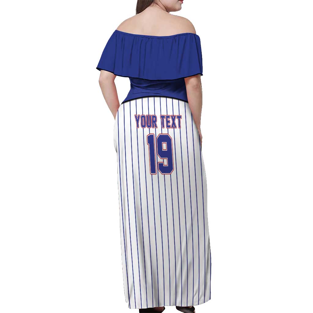 Cuba Baseball Custom Off Shoulder Maxi Dress Cuban Flag Mascot Design