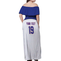 Cuba Baseball Custom Off Shoulder Maxi Dress Cuban Flag Mascot Design