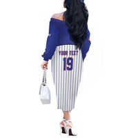 Cuba Baseball Custom Off The Shoulder Long Sleeve Dress Cuban Flag Mascot Design