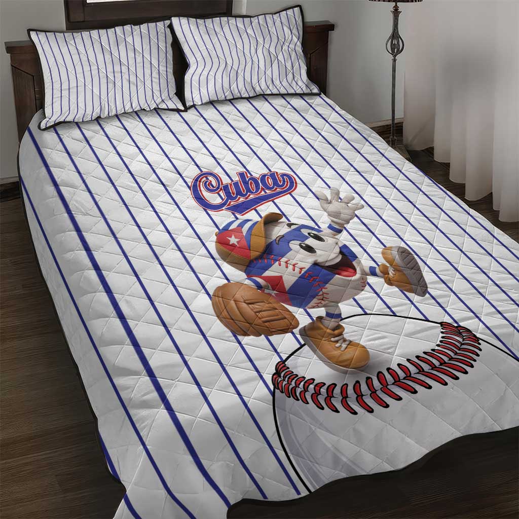 Cuba Baseball Quilt Bed Set Cuban Flag Mascot Design