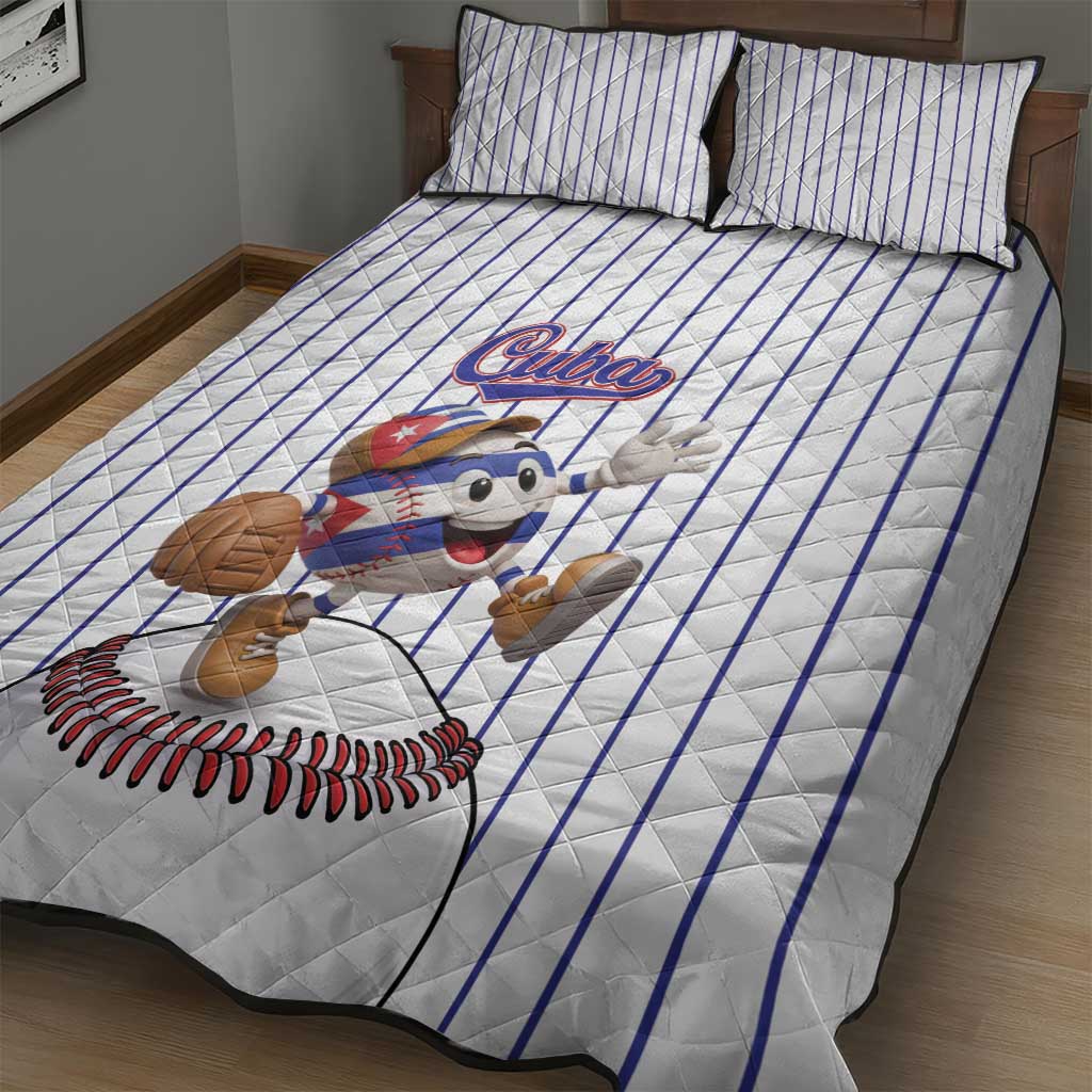 Cuba Baseball Quilt Bed Set Cuban Flag Mascot Design