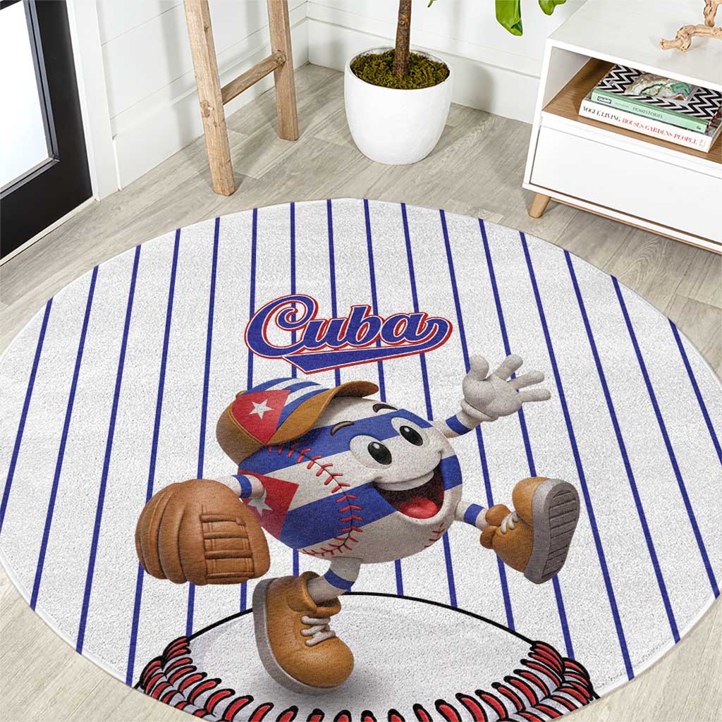 Cuba Baseball Round Carpet Cuban Flag Mascot Design
