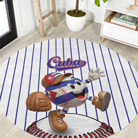 Cuba Baseball Round Carpet Cuban Flag Mascot Design