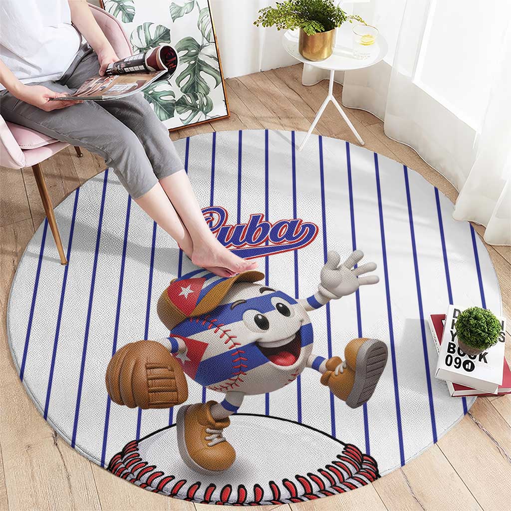 Cuba Baseball Round Carpet Cuban Flag Mascot Design