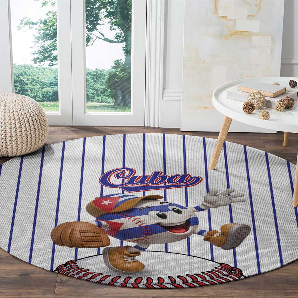 Cuba Baseball Round Carpet Cuban Flag Mascot Design