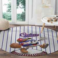 Cuba Baseball Round Carpet Cuban Flag Mascot Design