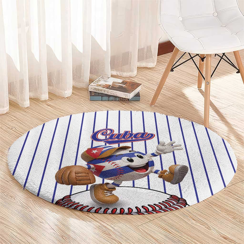 Cuba Baseball Round Carpet Cuban Flag Mascot Design