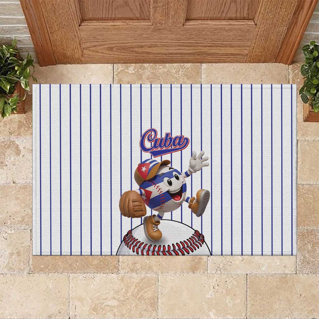 Cuba Baseball Rubber Doormat Cuban Flag Mascot Design