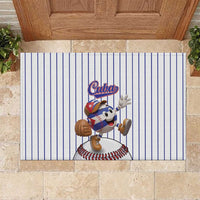 Cuba Baseball Rubber Doormat Cuban Flag Mascot Design