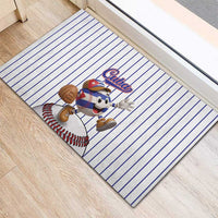 Cuba Baseball Rubber Doormat Cuban Flag Mascot Design