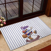 Cuba Baseball Rubber Doormat Cuban Flag Mascot Design