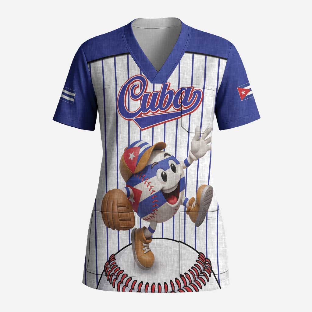 Cuba Baseball Custom Scrub Top Cuban Flag Mascot Design