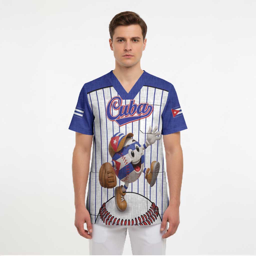 Cuba Baseball Custom Scrub Top Cuban Flag Mascot Design