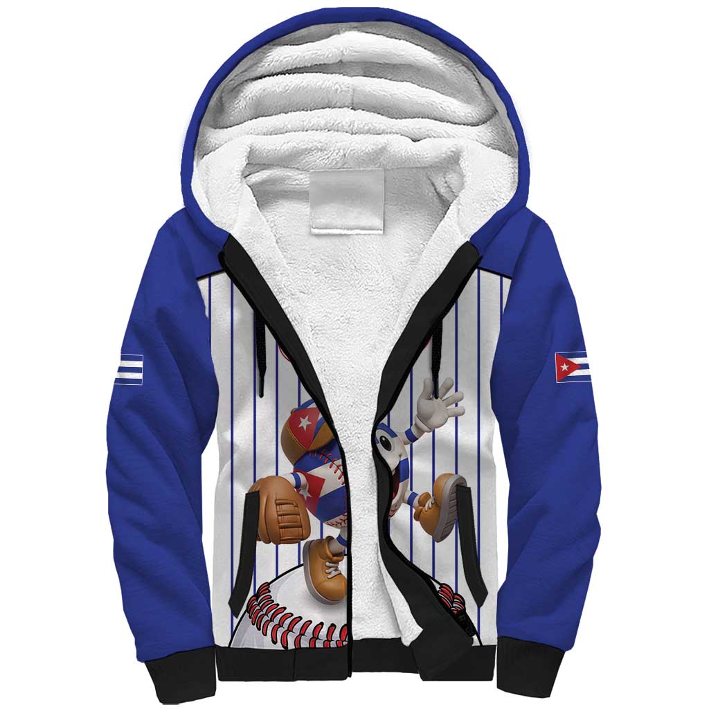 Cuba Baseball Custom Sherpa Hoodie Cuban Flag Mascot Design