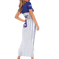 Cuba Baseball Custom Short Sleeve Bodycon Dress Cuban Flag Mascot Design